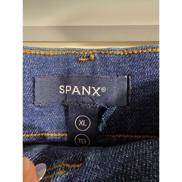 SPANX WearEver Flare Jeans Authentic Blue XL Bell Bottom Bootcut Pull On Denim - Picture 8 of 10